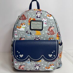 NWT. Disney Parks Exclusive Loungefly Mini Backpack Cats And Dogs all over print